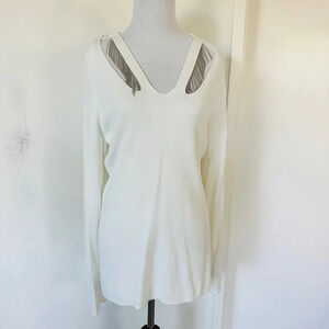 Tahari Women's Embellished
Cutout Cropped Sweatshirt Top
Ivory Large